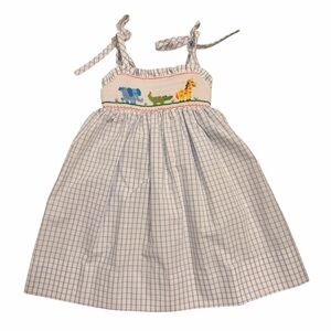Adorable Checkered Sundress with Animal Embroidery